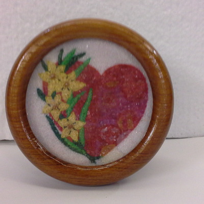 Gem artwork picture of red heart shape in wooden frame nice collection gift