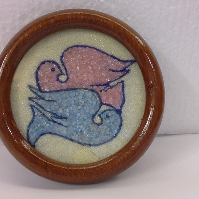 Gem artwork picture of dove shape in wooden frame nice collection gift
