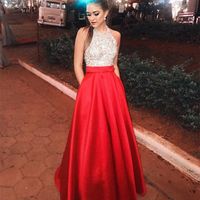 Beading Ball Gown Prom Dresses,2019 Prom Dresses,Satin Prom Dresses,Evening Dresses - Thumbnail 1