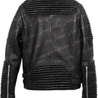 Handmade Biker Jacket, Men's Black Zipper Studded Leather Jacket - Thumbnail 3
