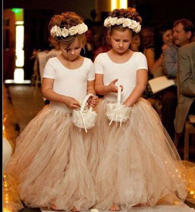 Cute Short Sleeves Flower Girl Dresses for Wedding