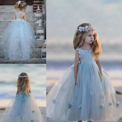 Princess floor length flower girl dress pageant gown - Thumbnail 5