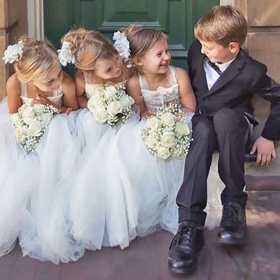 Straps floor length white flower girl dresses - Thumbnail 5