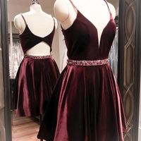 2020 Prom Dresses,Velvet Prom Dresses,Simple Short Prom Dresses,Cheap Short Prom Dresses,Short Homcoming Dresses - Thumbnail 1