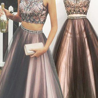 Ball Gown Brown Tulle Long Prom Dresses, 2019 Evening Dresses, 2019 Party Dresses - Thumbnail 1