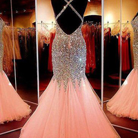 Mermaid Coral Beaded Prom Dresses,Gorgeous Prom Dresses - Thumbnail 1
