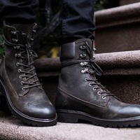Handmade Men black Military boots, Men black high ankle combat boots, Men boots - Thumbnail 2
