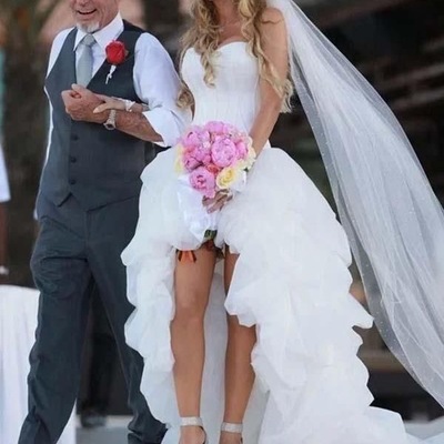 Sweetheart hi low beach wedding dresses bridal gown - Thumbnail 5