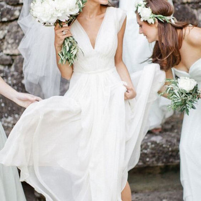 V neck long wedding dresses for bridal - Thumbnail 5