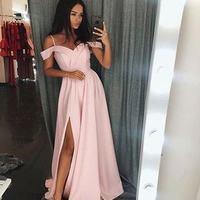 Off the Shoulder Long Prom Dresses, Split Long Evening Dresses - Thumbnail 1