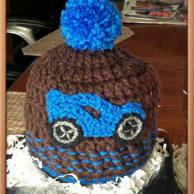 Crochet race car appliqué
