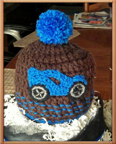 Crochet race car appliqué