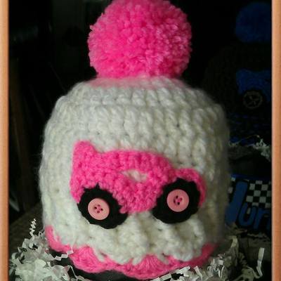 Crochet race car appliqué
