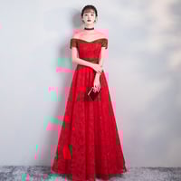 Burgundy v sequins long prom dress, shining evening dress - Thumbnail 3