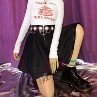 Cyber Punk Round Ring Zip up Black A-line Skirt - Thumbnail 1