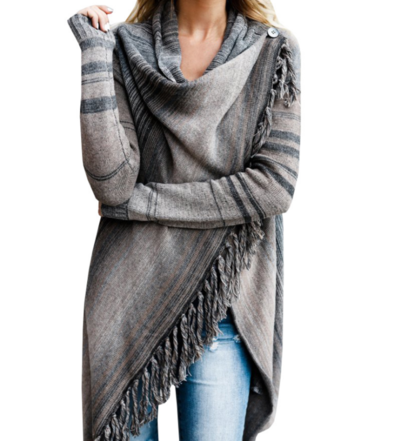 Long Sleeve Striped Cardigan Sweater Coat