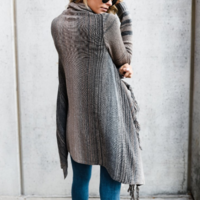 Long Sleeve Striped Cardigan Sweater Coat - Thumbnail 1