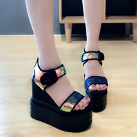 Harajuku Thick Heel Peep Toe Summer Sandals - Thumbnail 3