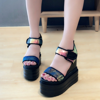 Harajuku Thick Heel Peep Toe Summer Sandals - Thumbnail 4