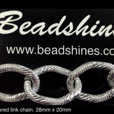 Silver chunky textured chain (per foot) 12 inches