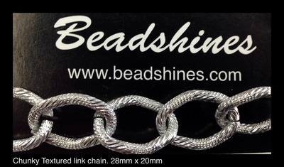 Silver Chunky Textured Chain (per Foot) 12 inches