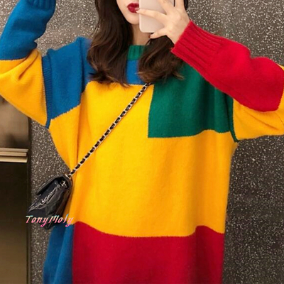 Color block knit sweater