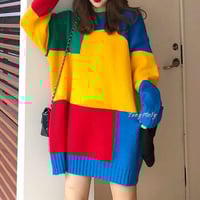 Color Block Knit Sweater - Thumbnail 1