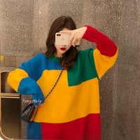 Color Block Knit Sweater - Thumbnail 4