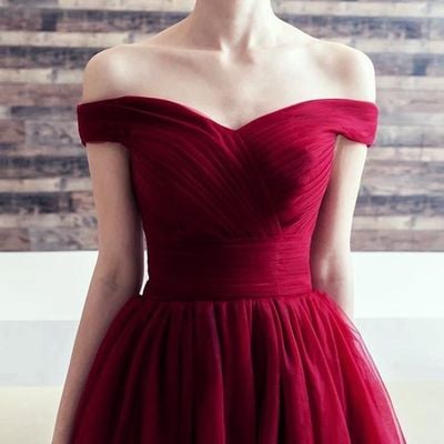 Off the shoulder burgundy prom dresses homecoming gown - Thumbnail 4