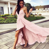 Spaghetti Straps Hi Low Prom Dress Homecoming Gown - Thumbnail 1