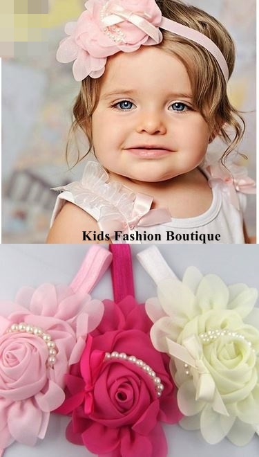 Baby, Toddler, Girls Headbands adorned with Pearls.