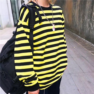 Free shipping-retro yellow and black long sleeve tee - Thumbnail 3