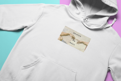 MICHELANGELO HEAVEN AND HELL HOODIE IN WHITE
