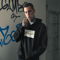 MICHELANGELO HEAVEN AND HELL HOODIE IN BLACK - Thumbnail 1