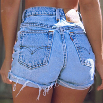 Fashion distressed ripped high waist denim shorts
