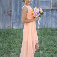 Elegant Hi Low Bridesmaid Dresses with Appliques - Thumbnail 2