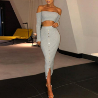 Fashion Long Sleeve Two-Piece Dress - Thumbnail 2