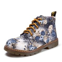 Casual Lace up Gothic Harajuku Floral Ankle Boots - Thumbnail 1