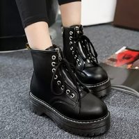 Lace up Leather Ankle Boots - Thumbnail 2
