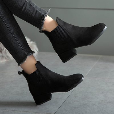 Black and brown classy winter ankle boots