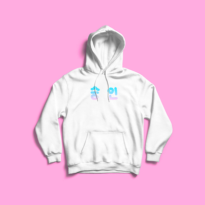 Pastel goth "ok" in korean hoodie white - Thumbnail 3