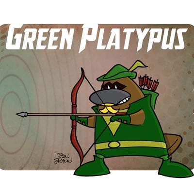 I, platypus: green platypus/arrow large print