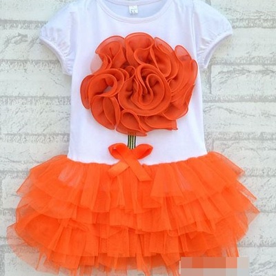 Girls peach flower dress. 100% cotton.