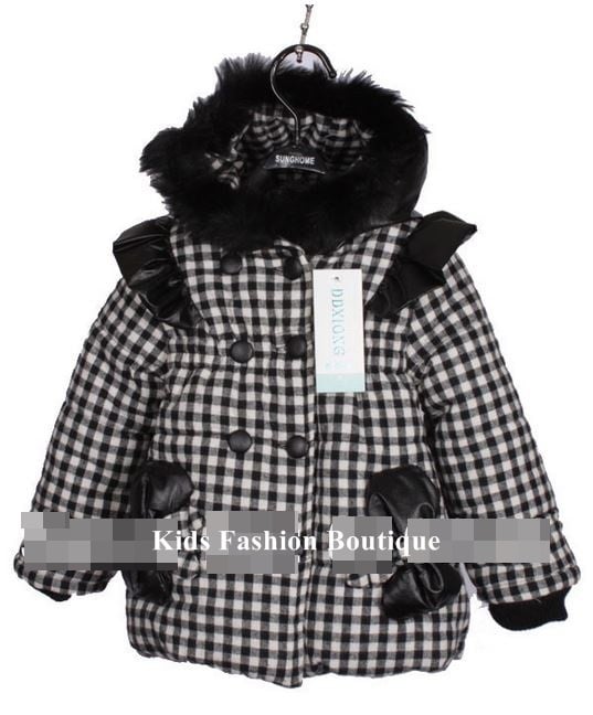 Girls Black & White Jacket with Hood