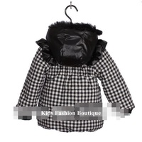 Girls Black & White Jacket with Hood - Thumbnail 1