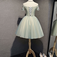 Cute green tulle applique short prom dress, homecoming dress - Thumbnail 4