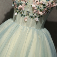 Cute green tulle applique short prom dress, homecoming dress - Thumbnail 2