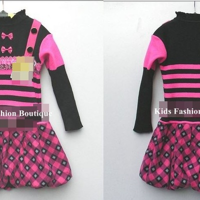 Girls hot pink & black beautiful dress