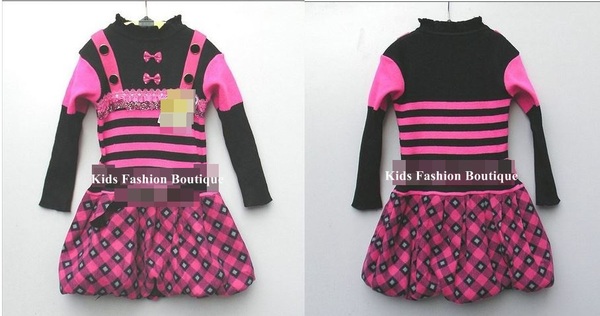 Girls Hot Pink & Black Beautiful Dress