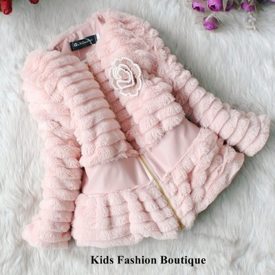 Girls pink fur coat